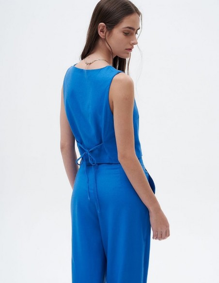 Pantalon Lino Wide Leg Doble Pinza