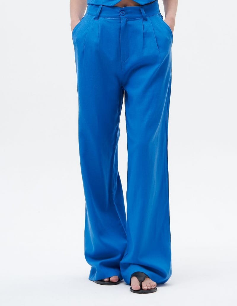 Pantalon Lino Wide Leg Doble Pinza