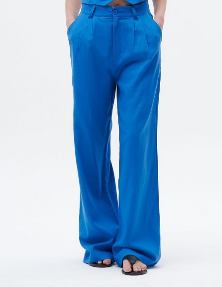 Pantalon Lino Wide Leg Doble Pinza