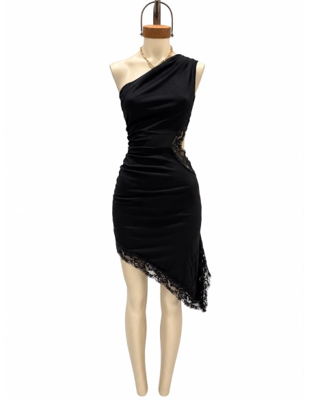 Vestido un hombro encaje Clover