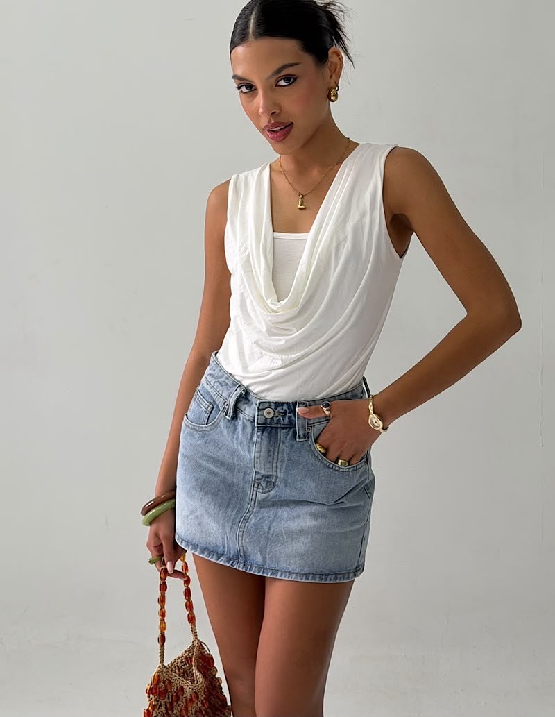 Skort corte jean denim Lula