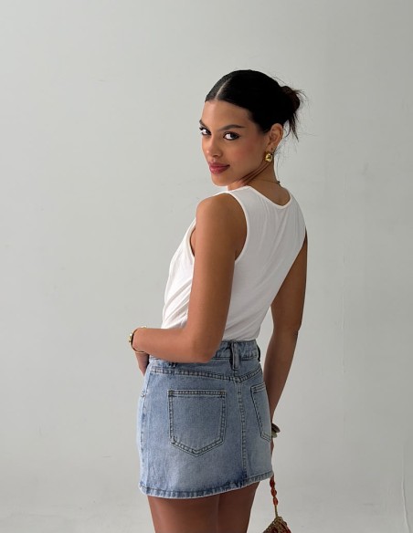 Skort corte jean denim Lula