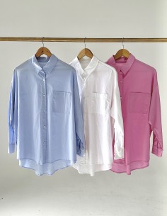 Camisa oversize poplin con bolsillo 2