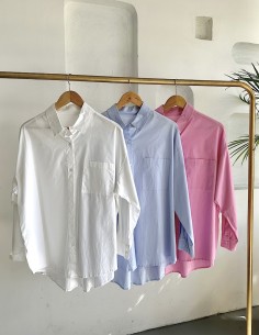 Camisa oversize poplin con bolsillo
