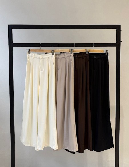 Pantalon Wide Leg Sastrero Elastico Habana