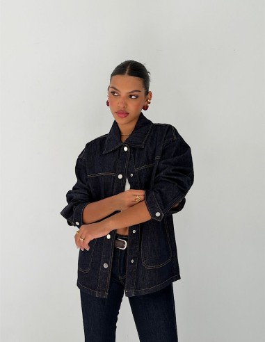 Campera Jean Overfit Bolsillos