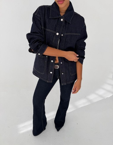 Campera Jean Overfit Bolsillos