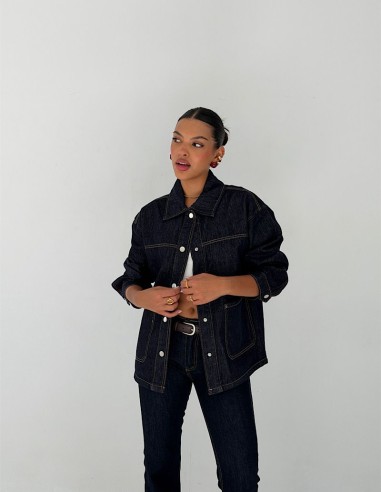 Campera Jean Overfit Bolsillos