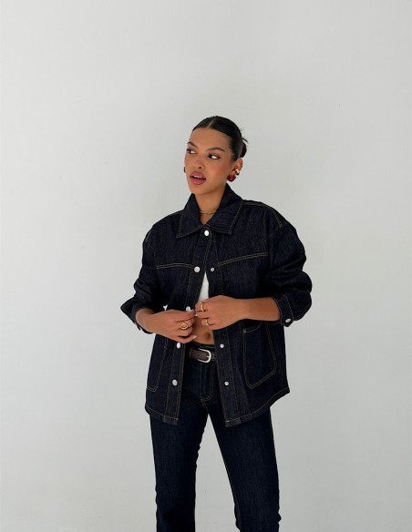 Campera Jean Overfit Bolsillos