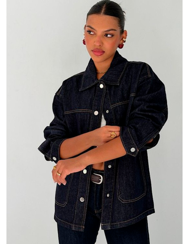 Campera Jean Overfit Bolsillos