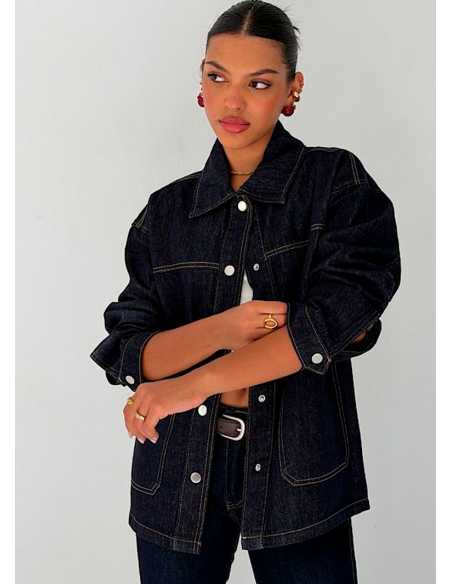 Campera Jean Overfit Bolsillos