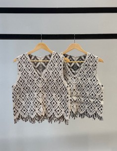 Chaleco Tejido Crochet Fleco