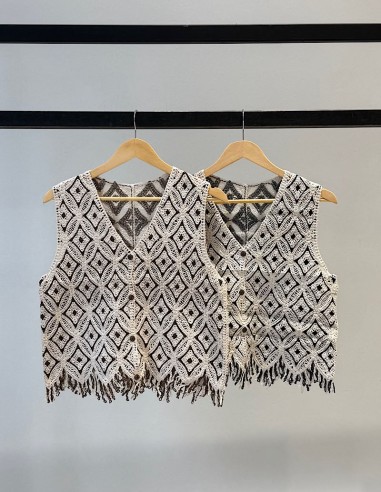 Chaleco Tejido Crochet Fleco