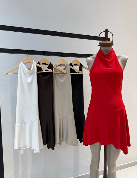 Vestido Microfibra Irregular Volado Astrid