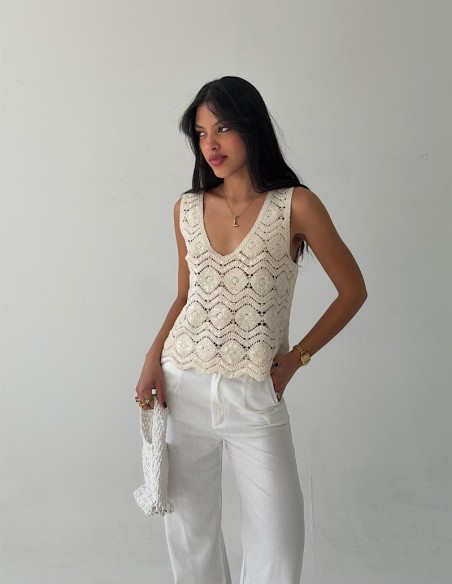 Chaleco Crochet Sofia Escote V