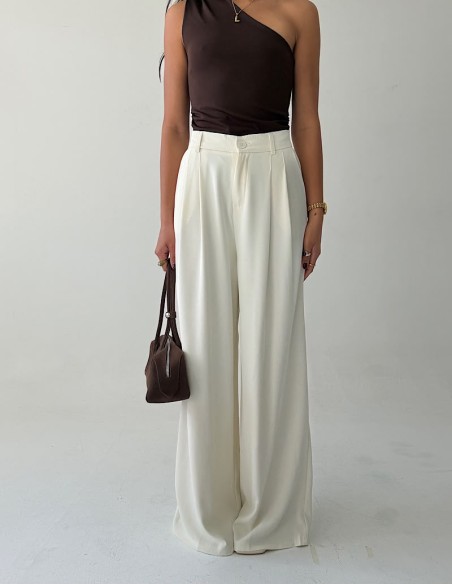 Pantalon Wide Leg Sastrero Elastico Habana