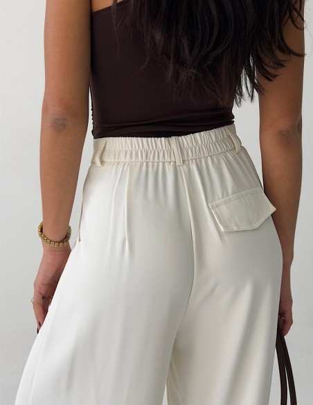 Pantalon Wide Leg Sastrero Elastico Habana
