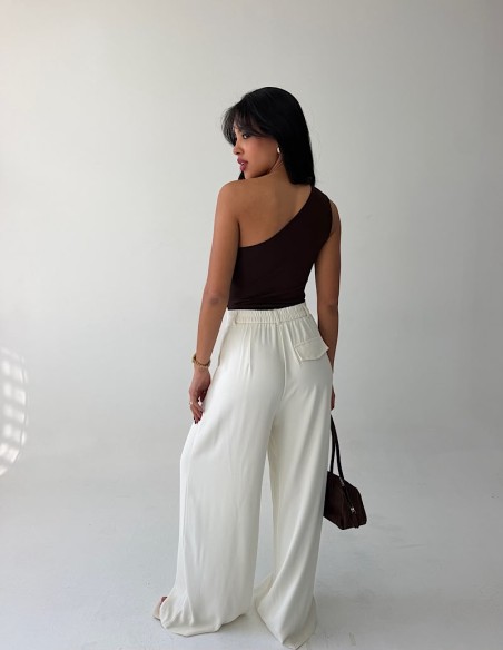 Pantalon Wide Leg Sastrero Elastico Habana