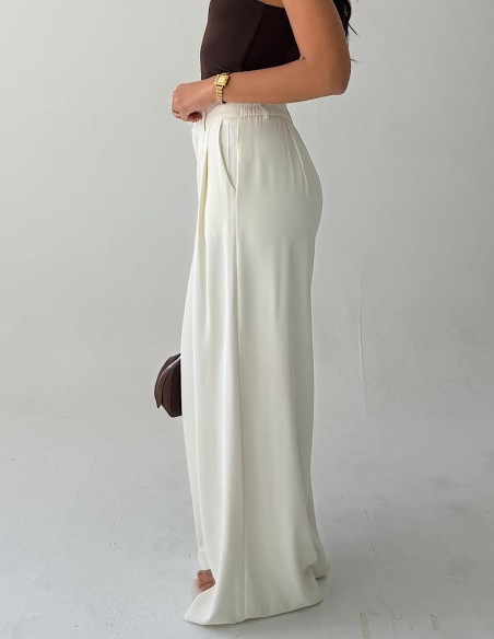 Pantalon Wide Leg Sastrero Elastico Habana